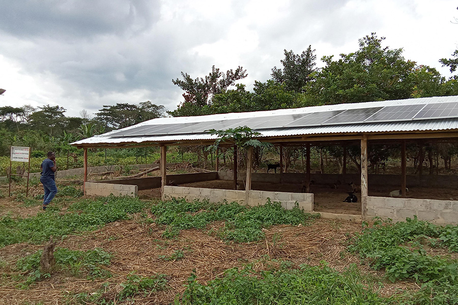 Instalación placas solares en el refugio de ganado de Bongouanou